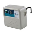 Portable medical supply device with control dial and side handle on white background