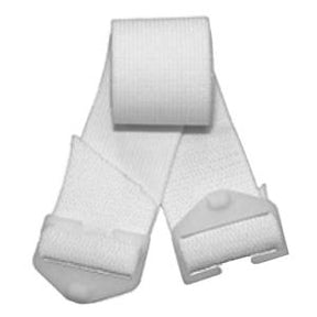 White elastic medical tourniquet strap with plastic buckle for home healthcare use