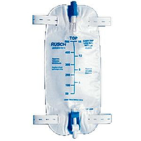 Leg drainage bag with measurement markings and secure straps for medical fluid collection