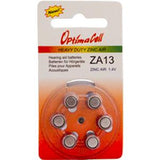 OptimaCell ZA13 hearing aid batteries zinc air 1.4V, six pack in retail packaging