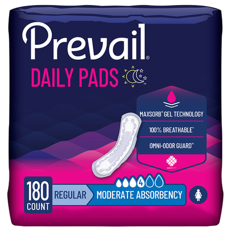 Prevail Incontinence & Postpartum Bladder Control Pads for Women, Moderate Absorbency, Regular Length