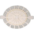 Round adhesive medical patch with gray and beige segments for home health use