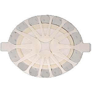 Round adhesive medical patch with gray and beige segments for home health use