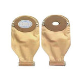 Beige ostomy bags with adhesive barrier, medical supplies for stoma care