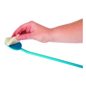 Hand holding a long-handled bathing aid with a sponge for assisted personal care
