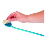 Hand holding a long-handled bathing aid with a sponge for assisted personal care