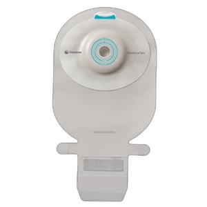 Ostomy pouch for medical supplies, front view, with adhesive barrier and filter