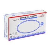 Box of disposable nitrile exam gloves XL size for medical and home healthcare use