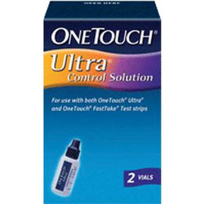 OneTouch Ultra Control Solution box with two vials for glucose test strip accuracy