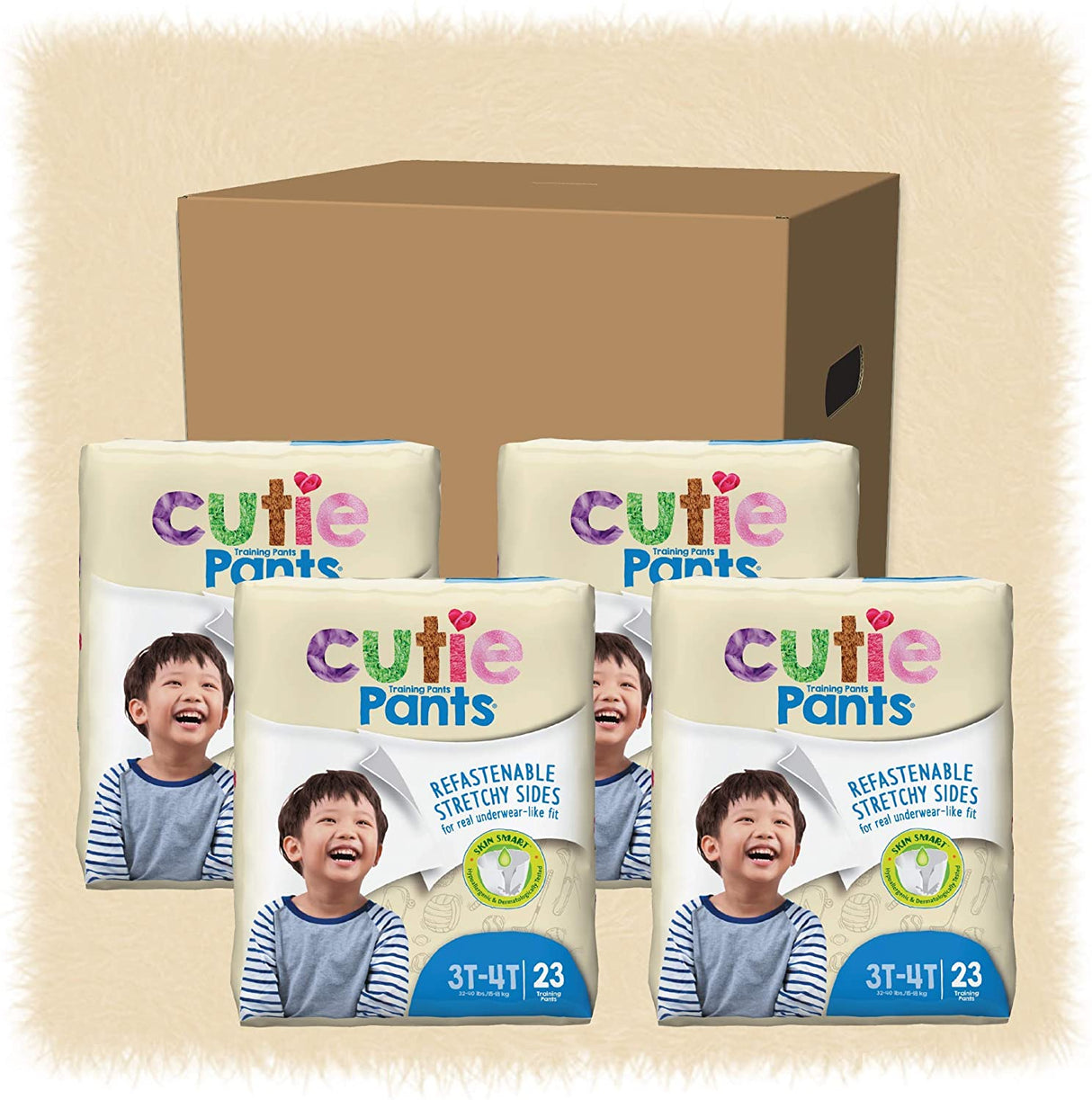 Cutie Pants for Boys Refastenable Training Pants, Hypoallergenic with Skin Smart, 3T-4T