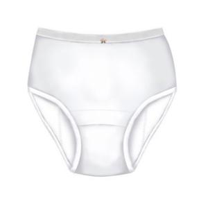 White adult incontinence underwear, high-waisted, absorbent medical brief