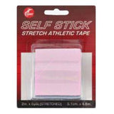 Pink self stick stretch athletic tape in retail packaging, 2 inch by 5 yards.