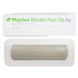 Mepilex Border Post-Op Ag silver wound dressing in sterile packaging, 4 x 16 inch