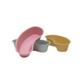Plastic kidney trays in pink, grey, and beige for medical and hospital use