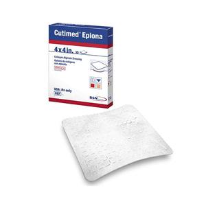 Cutimed Epiona 4x4 inch collagen wound dressing with product packaging