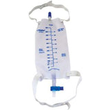 Leg bag for medical fluid drainage with measurement markings and adjustable straps