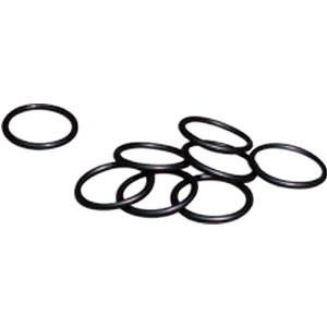 Set of black rubber O-rings for medical supply or equipment sealing