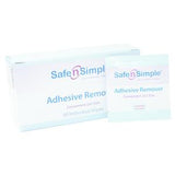 Safe n Simple adhesive remover wipes box and individual packet for medical use