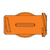 Top view of orange plastic medical supply connector for home health equipment
