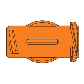 Top view of orange plastic medical supply connector for home health equipment