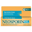 Neosporin pain relief dual action cream box, first aid antibiotic ointment, 1 oz