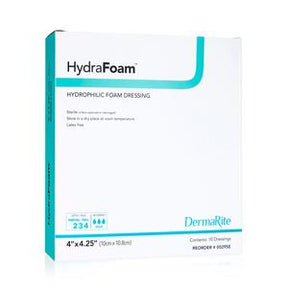 HydraFoam hydrophilic foam dressing box, sterile wound care medical supply, 4x4.25 inches