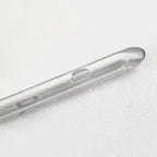 Close-up of intermittent catheter straight tip, clear medical device on white background