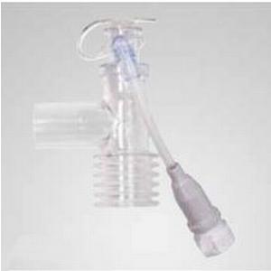 Clear medical supply device with tubing and connector for home healthcare.