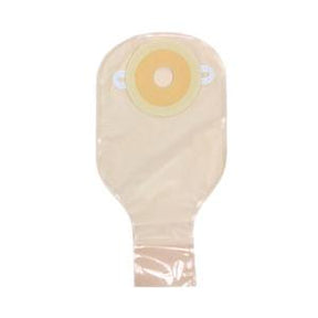 Beige ostomy bag with adhesive barrier for medical supply and home care needs