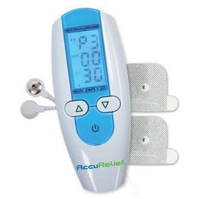 Digital TENS unit with display and electrode pads for pain relief and therapy