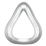 Silicone CPAP nasal mask cushion for sleep apnea therapy, white, triangular shape