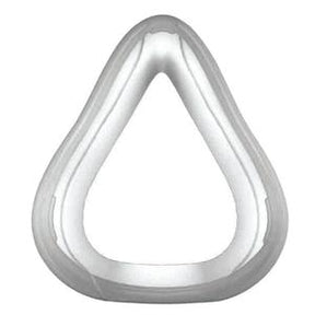 Silicone CPAP nasal mask cushion for sleep apnea therapy, white, triangular shape