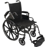 Lightweight black manual wheelchair with armrests and footrests for mobility assistance