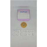 Medical ostomy barrier ring with measuring guide and Safe n Simple packaging on white background