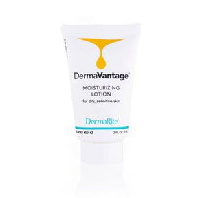 DermaVantage moisturizing lotion tube for dry, sensitive skin on white background