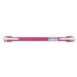 Pink medical headband strap with white clips for medical supplies, isolated on white background.