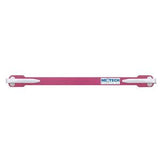 Pink medical headband strap with white clips for medical supplies, isolated on white background.