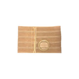 Beige ostomy support belt with circular opening for medical device support
