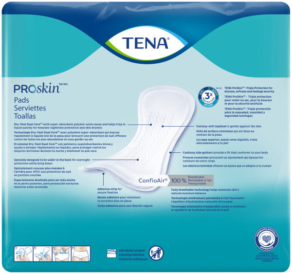 TENA ProSkin Overnight Bladder Leakage Pad for Women, Heavy Absorbency, 16"