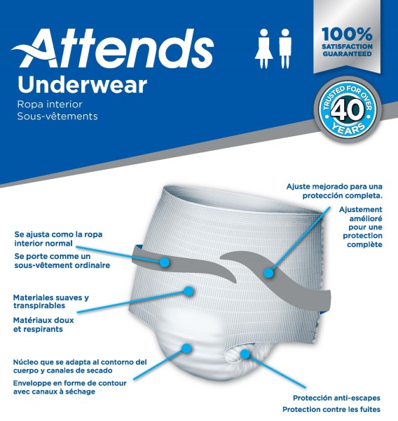 Attends Underwear, Extra Heavy Absorbency, Large