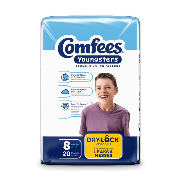 Comfees Youth Diapers, Size 8