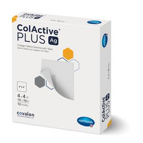 ColActive Plus Ag collagen matrix dressing with silver, 4.4 x 4.4 inch, 10 count box