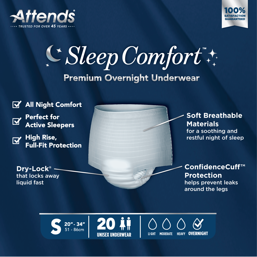 Attends Sleep Comfort™ Premium Overnight Underwear, Small