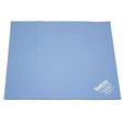 Blue medical supply underpad with white Hopkins label on corner, used for patient care