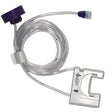 Enteral feeding tube extension set with purple connector and clear tubing for medical use