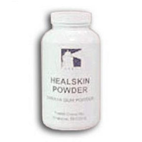 White bottle labeled Healskin Powder, medical skin care product for wound healing