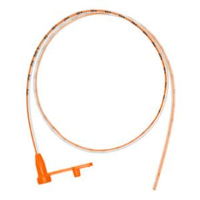 Orange medical feeding tube with connector for home healthcare supplies