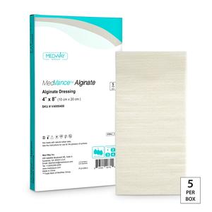 MedVance alginate dressing 4x8 inch sterile medical wound pad, 5 per box