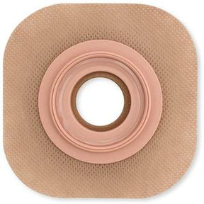 Ostomy barrier adhesive patch for medical stoma care, square with central opening