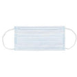 Disposable medical face mask with ear loops, light blue, on white background